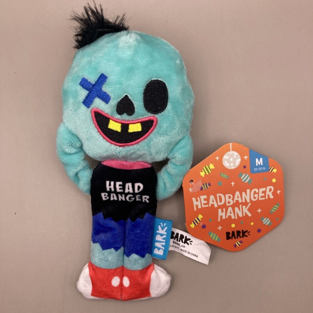 Brand New! Bark Box Barkbox Headbanger Hank Zombie Halloween 2025 Plush Dog Toy
